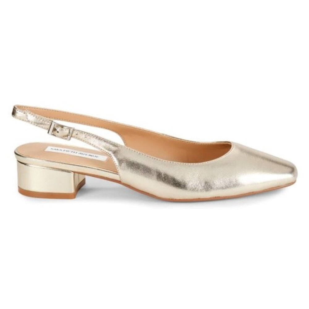 Gold Saks 5th ave Mila Patent Leather Slingback size 9.5